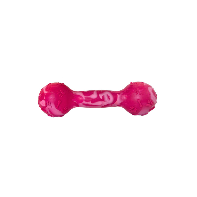 Scented dumbbell-shaped dog toy LUMI S 14 cm red