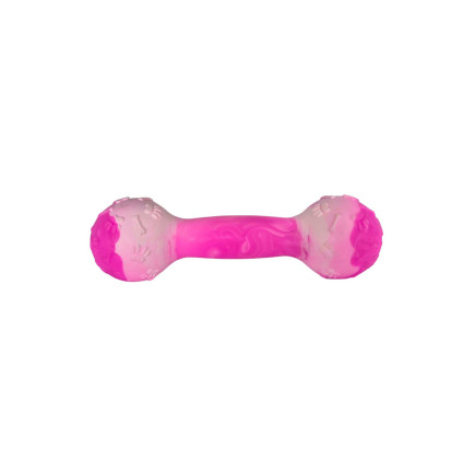 Scented dumbbell-shaped dog toy LUMI S 14 cm pink