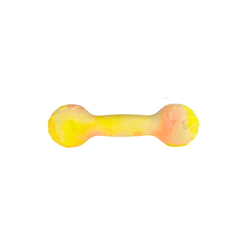 Scented dumbbell-shaped dog toy LUMI S 14 cm yellow-orange