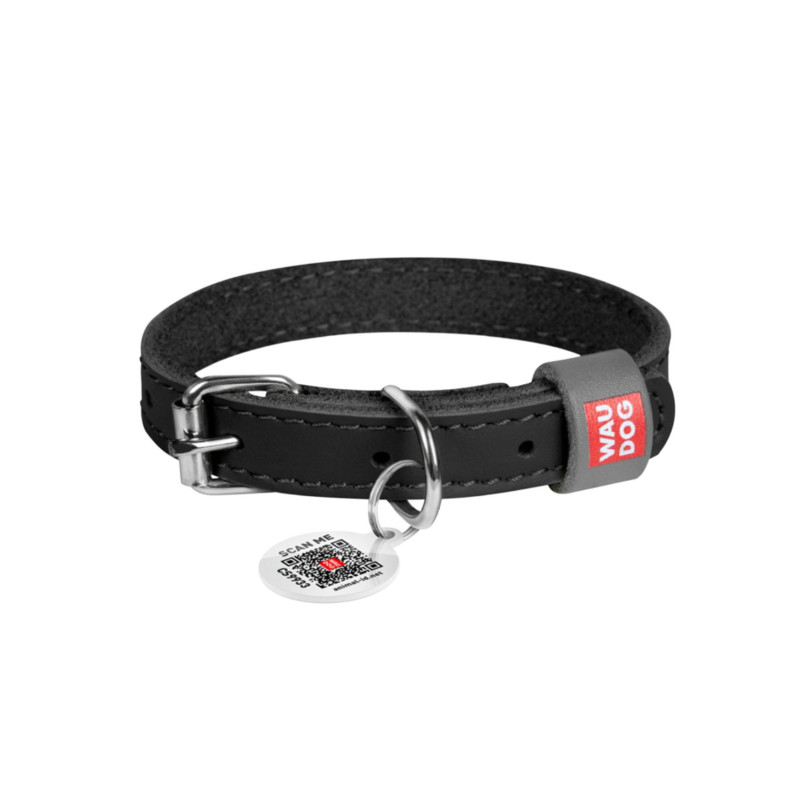 Leather collar WAUDOG black