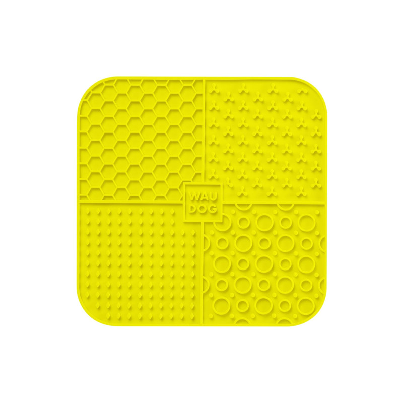 Lick pad square WAUDOG Silicone  yellow 19 x 19 x 10 cm