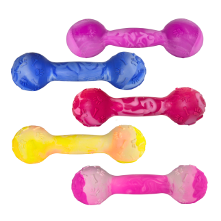 Scented dumbbell-shaped dog toy LUMI S 14 cm purple